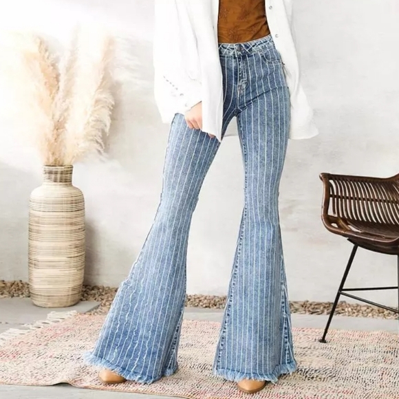 Cello Blue Flare Wide Leg Jeans - Picture 1 of 14